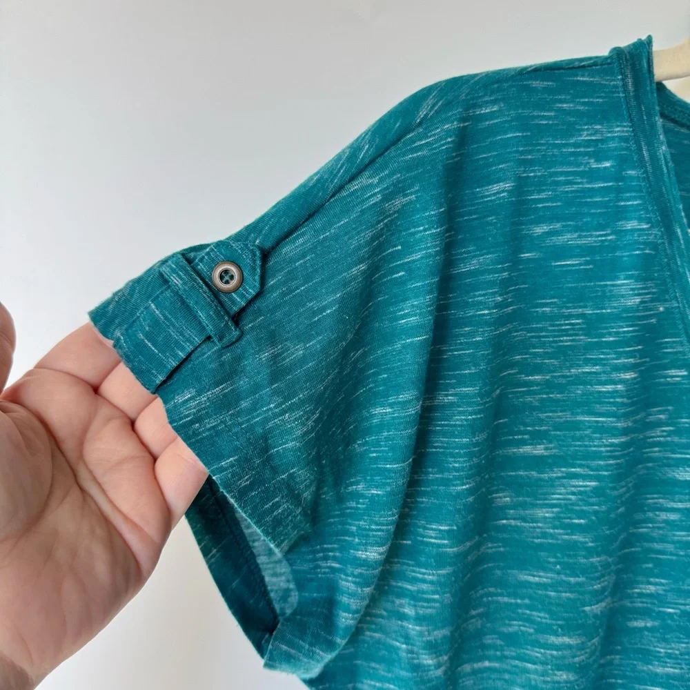 Faded Glory Womens T Shirt with Chest Pocket Turquoise Blue Green Medium - Picture 5 of 9